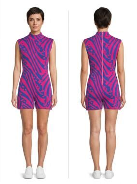 Blanc Clothing Abstract Knit Mock Neck Sleeveless Romper Women Size M